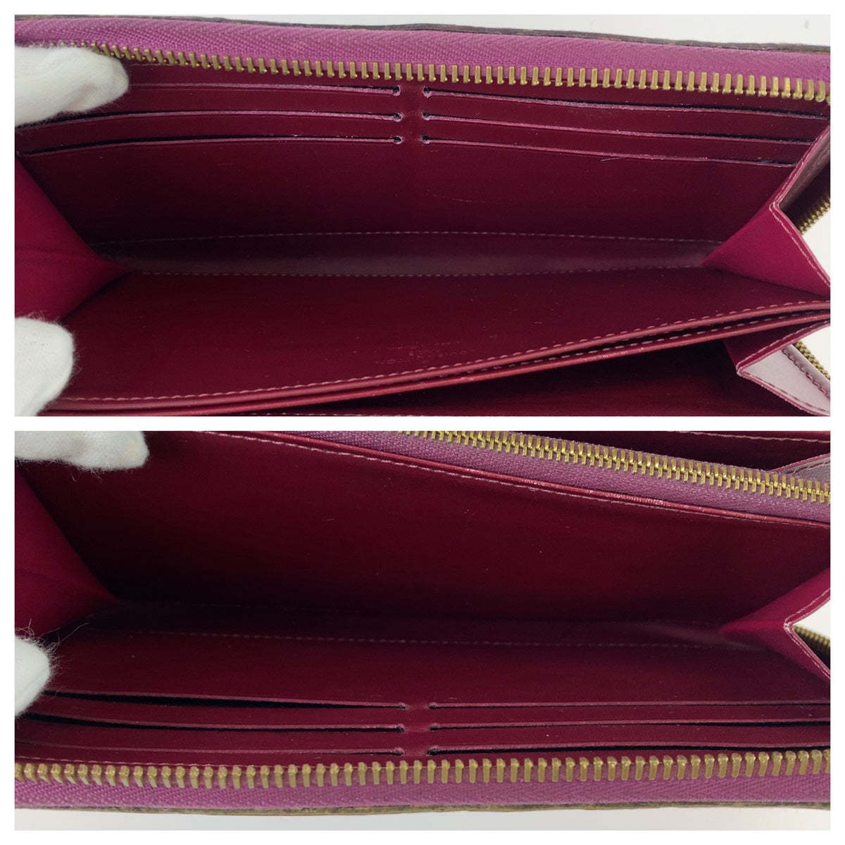 LOUIS VUITTON Louis Vuitton Vernis Portefeuille Zippy Wallet Wine Red Bordeaux Gradient Enamel M90972 Long Wallet Round Zipper Women's