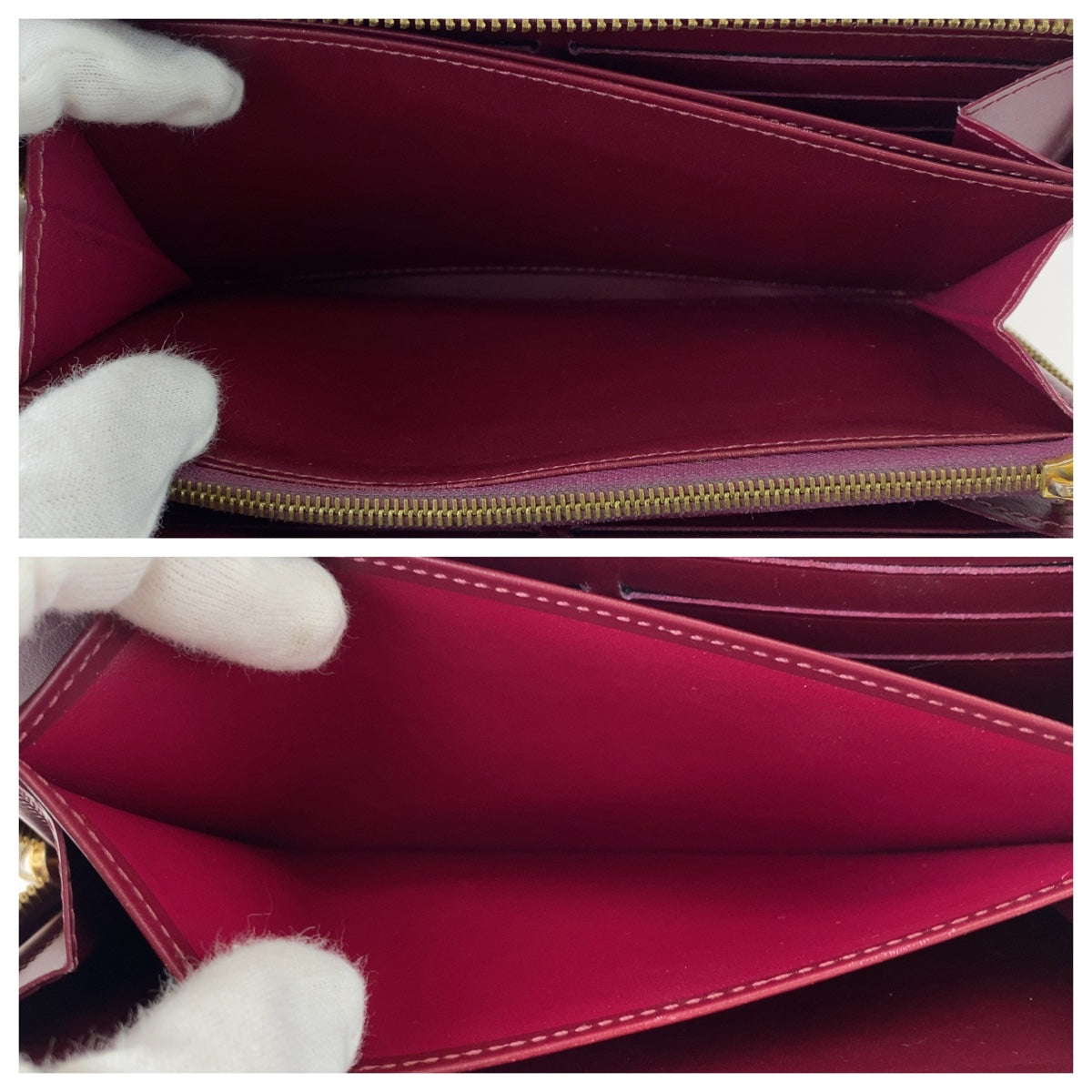 LOUIS VUITTON Louis Vuitton Vernis Portefeuille Zippy Wallet Wine Red Bordeaux Gradient Enamel M90972 Long Wallet Round Zipper Women's