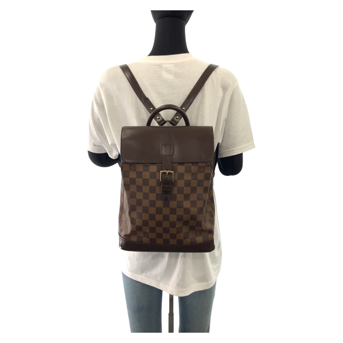 11146
LOUIS VUITTON ルイヴィトン ダミエ ソーホー ブラウン ゴールド金具 PVC N51132 デイパック バックパック  レディース