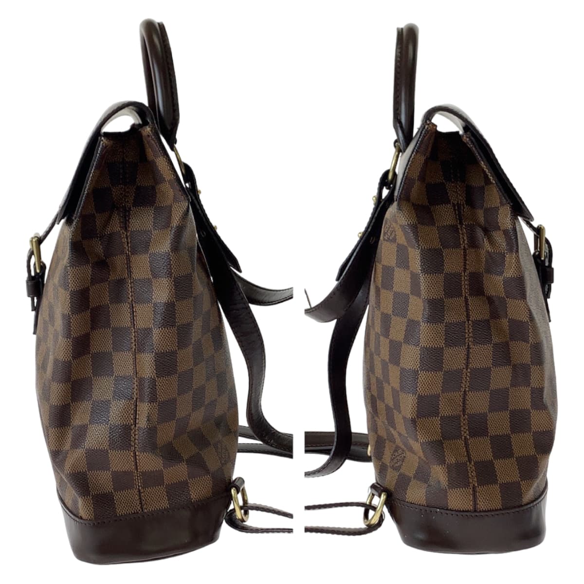 11146
LOUIS VUITTON ルイヴィトン ダミエ ソーホー ブラウン ゴールド金具 PVC N51132 デイパック バックパック  レディース