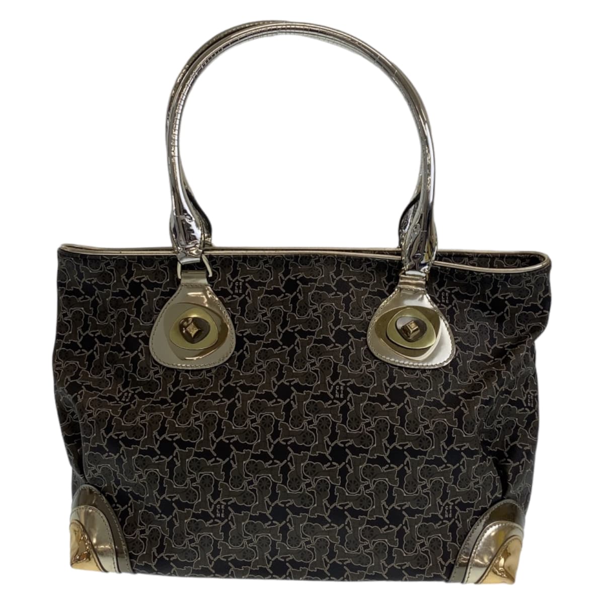 11147
CELINE セリーヌ ヴィンテージ サルキー 馬車柄 グレー マルチカラー シルバー金具 PVC トートバッグ ショルダーバッグ ハンドバッグ レディース ABP13