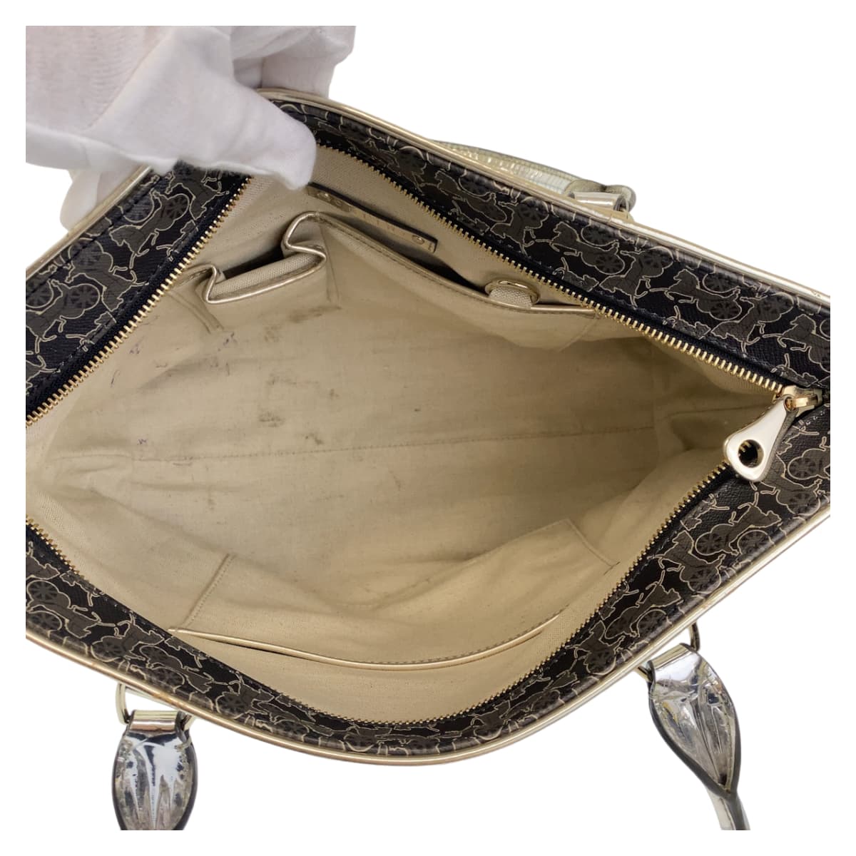 11147
CELINE セリーヌ ヴィンテージ サルキー 馬車柄 グレー マルチカラー シルバー金具 PVC トートバッグ ショルダーバッグ ハンドバッグ レディース ABP13