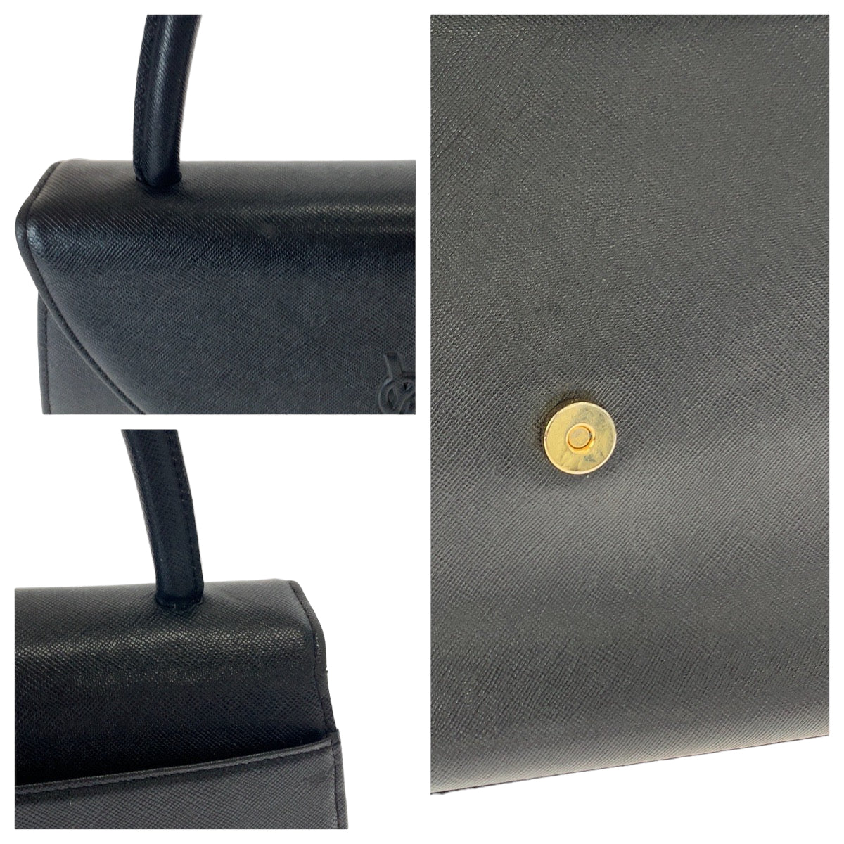 YVES SAINT LAURENT イヴ・サンローラン クラシック YSLロゴ ブラック 黒 レザー ハンドバッグ  レディース