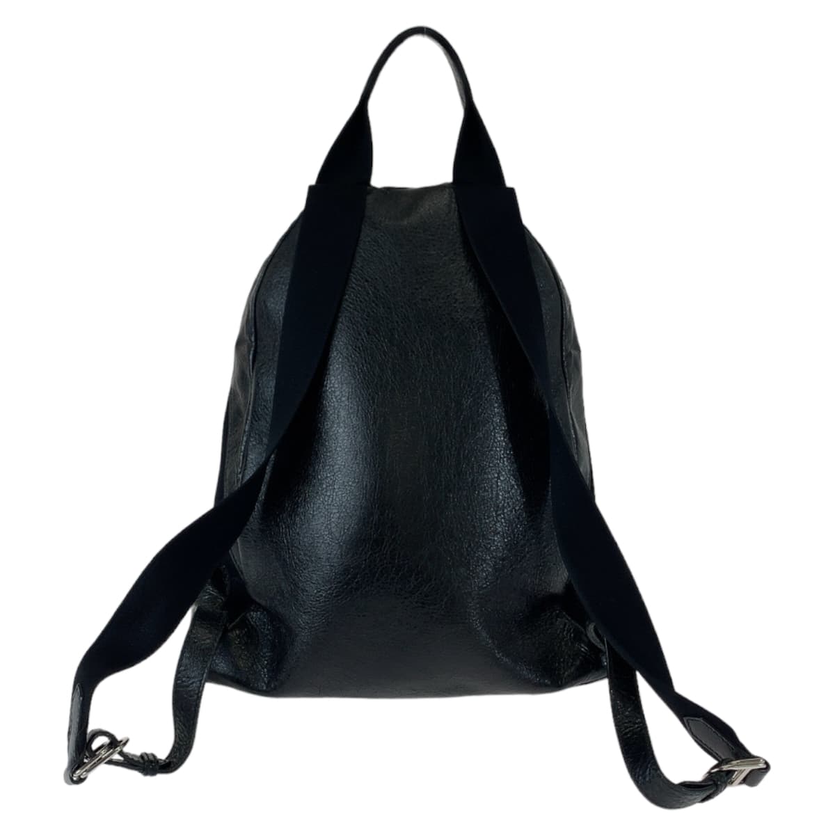 11157
BALENCIAGA バレンシアガ エッセンシャル しわ加工 男女兼用 ブラック 黒 シルバー金具 レザー バックパック リュックサック  メンズ