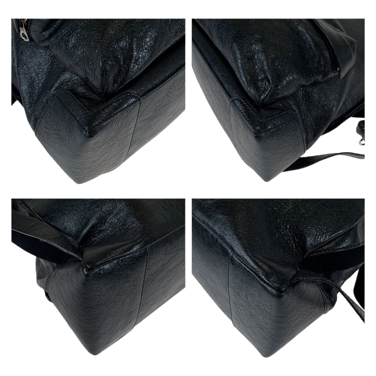 11157
BALENCIAGA バレンシアガ エッセンシャル しわ加工 男女兼用 ブラック 黒 シルバー金具 レザー バックパック リュックサック  メンズ