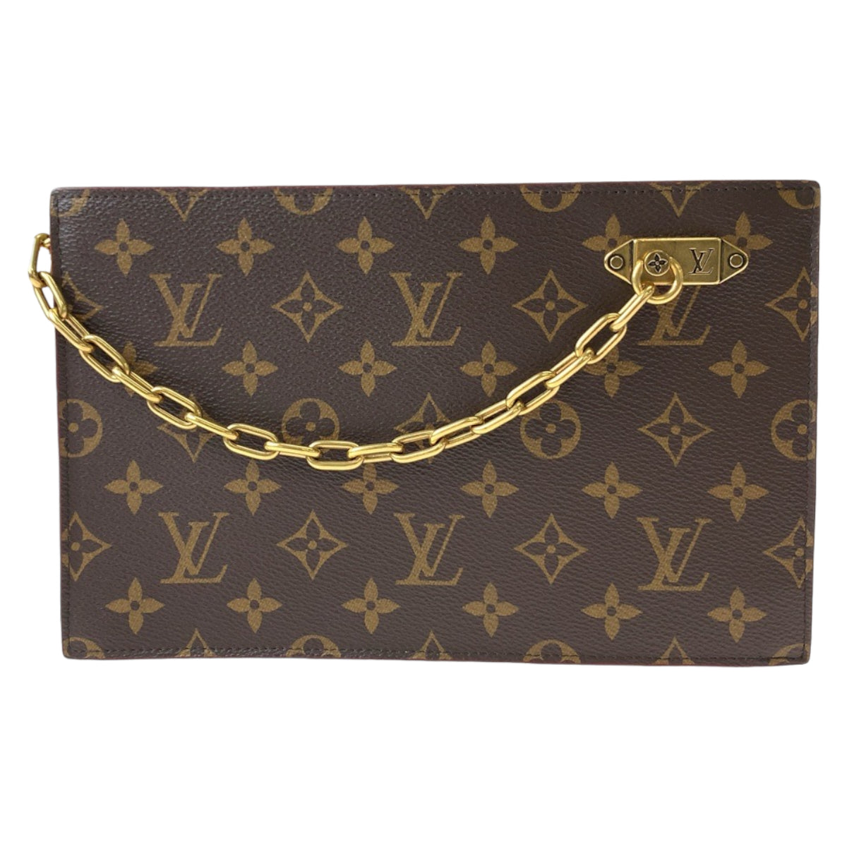 LOUIS VUITTON ルイヴィトン モノグラム チェーンクラッチバッグ ブラウン 茶 ゴールド金具 PVC M55646 クラッチバッグ セカンドバッグ  レディース