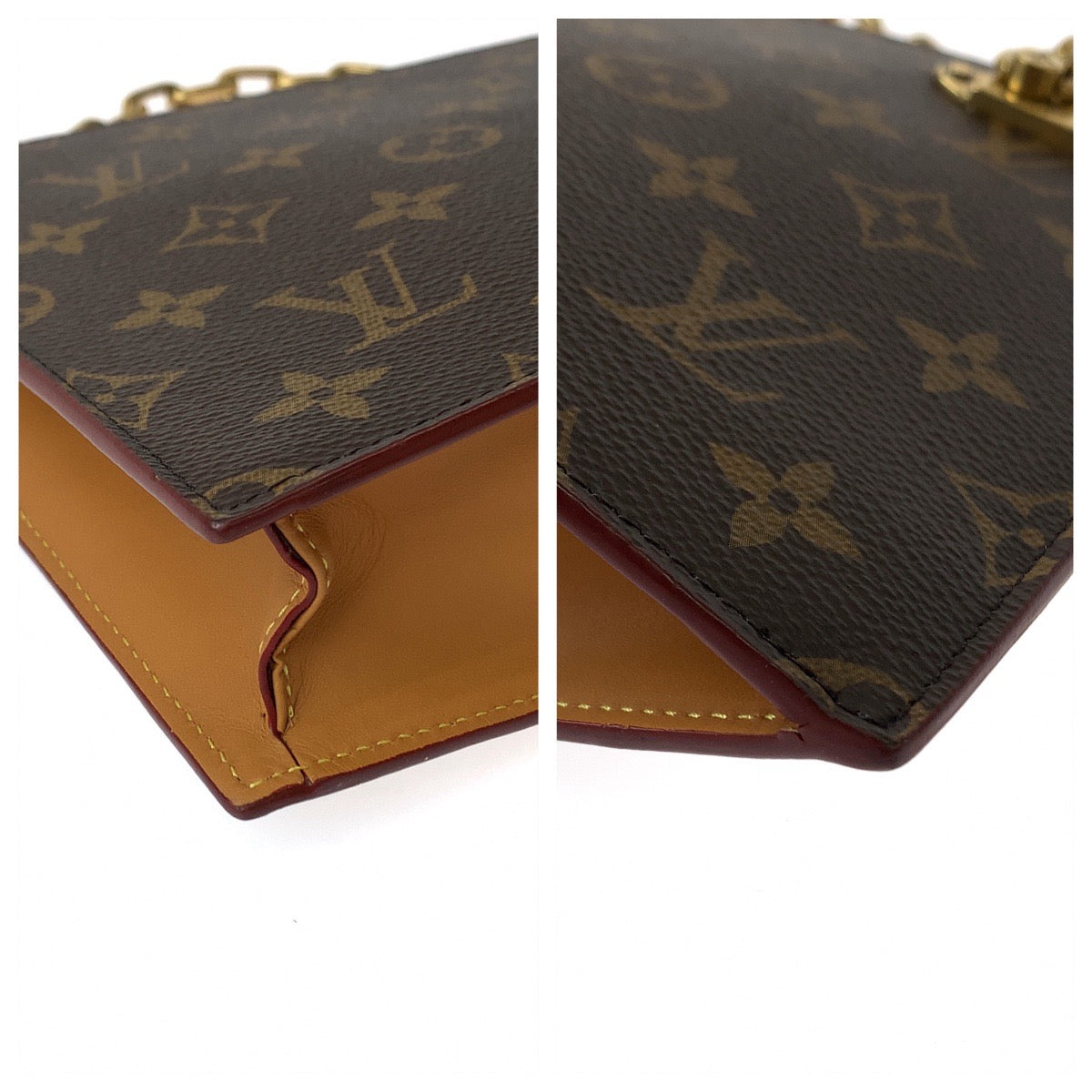 LOUIS VUITTON ルイヴィトン モノグラム チェーンクラッチバッグ ブラウン 茶 ゴールド金具 PVC M55646 クラッチバッグ セカンドバッグ  レディース