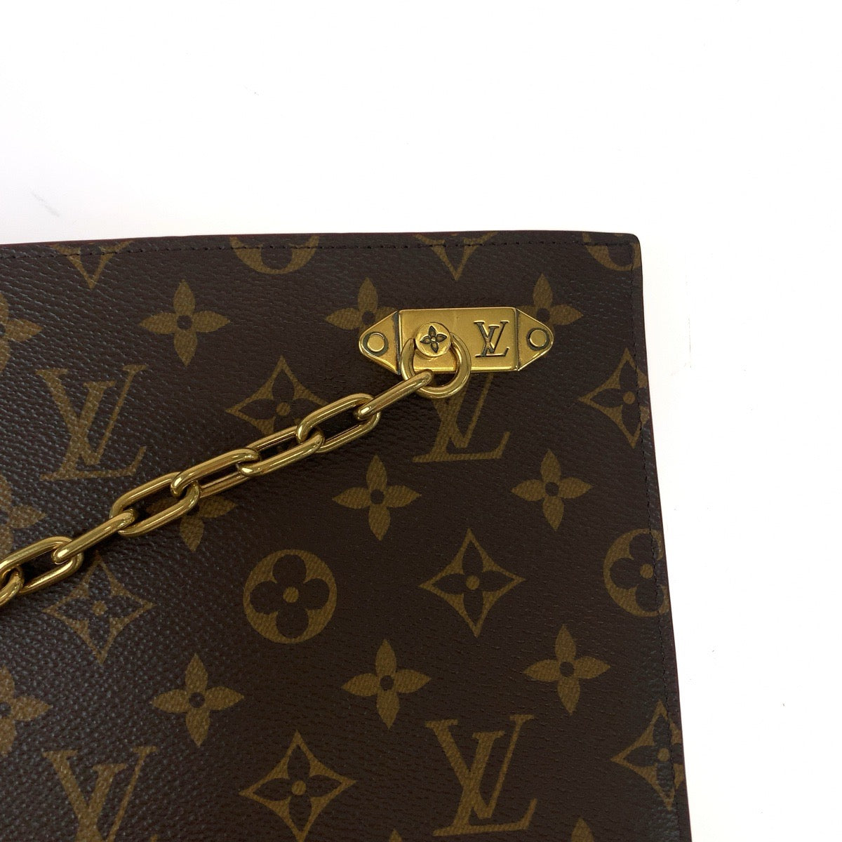 LOUIS VUITTON ルイヴィトン モノグラム チェーンクラッチバッグ ブラウン 茶 ゴールド金具 PVC M55646 クラッチバッグ セカンドバッグ  レディース