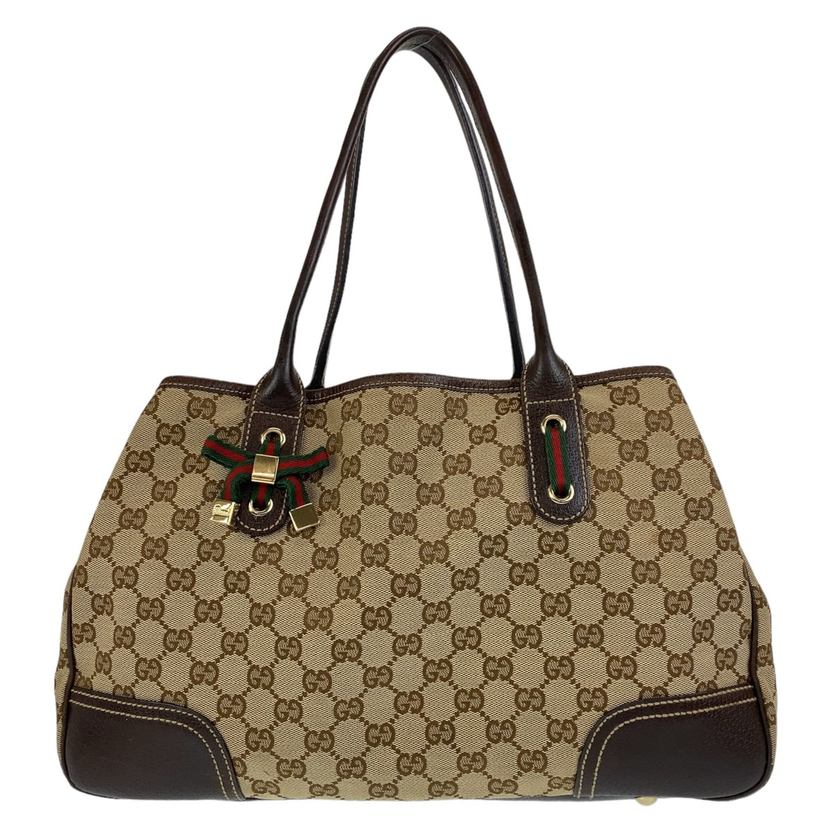 11163
GUCCI グッチ プリンシー シェリーライン GG柄 ベージュ ブラウン ゴールド金具 GGキャンバス / レザー 163805 トートバッグ ショルダーバッグ  レディース