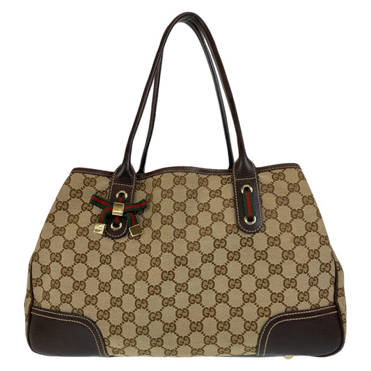 11163
GUCCI グッチ プリンシー シェリーライン GG柄 ベージュ ブラウン ゴールド金具 GGキャンバス / レザー 163805 トートバッグ ショルダーバッグ  レディース