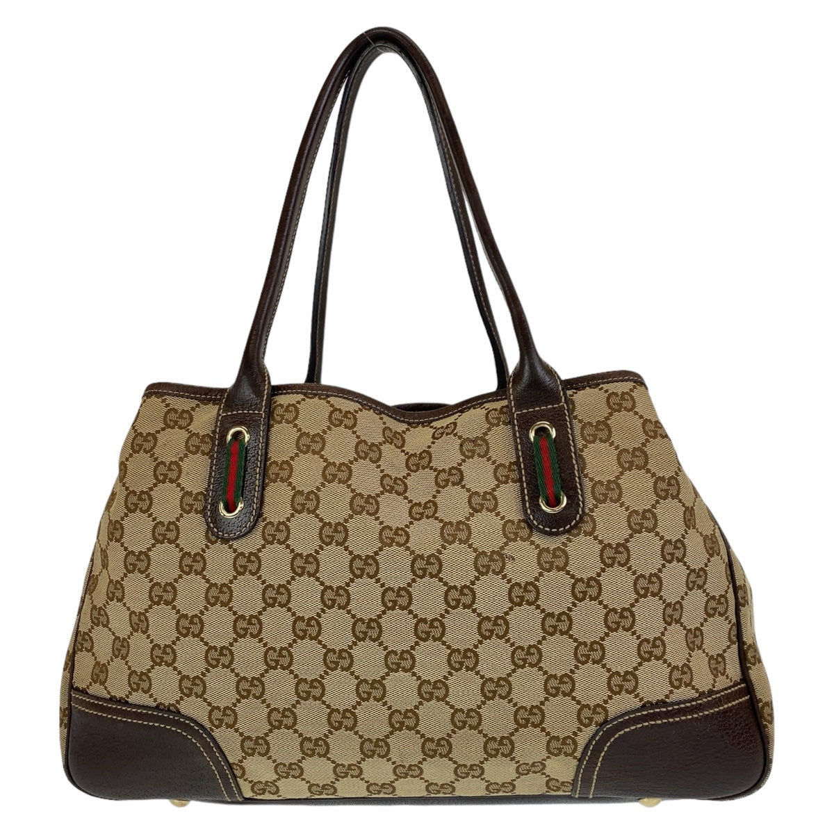 11163
GUCCI グッチ プリンシー シェリーライン GG柄 ベージュ ブラウン ゴールド金具 GGキャンバス / レザー 163805 トートバッグ ショルダーバッグ  レディース