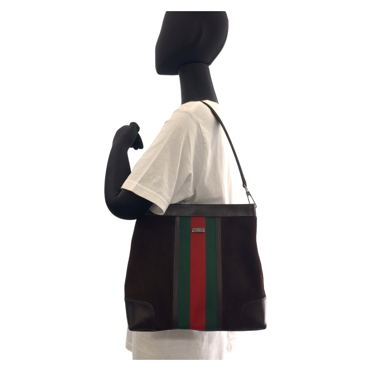 11164
GUCCI グッチ シェリーライン ブラウン シルバー金具 スウェード / レザー 33900 ショルダーバッグ  レディース