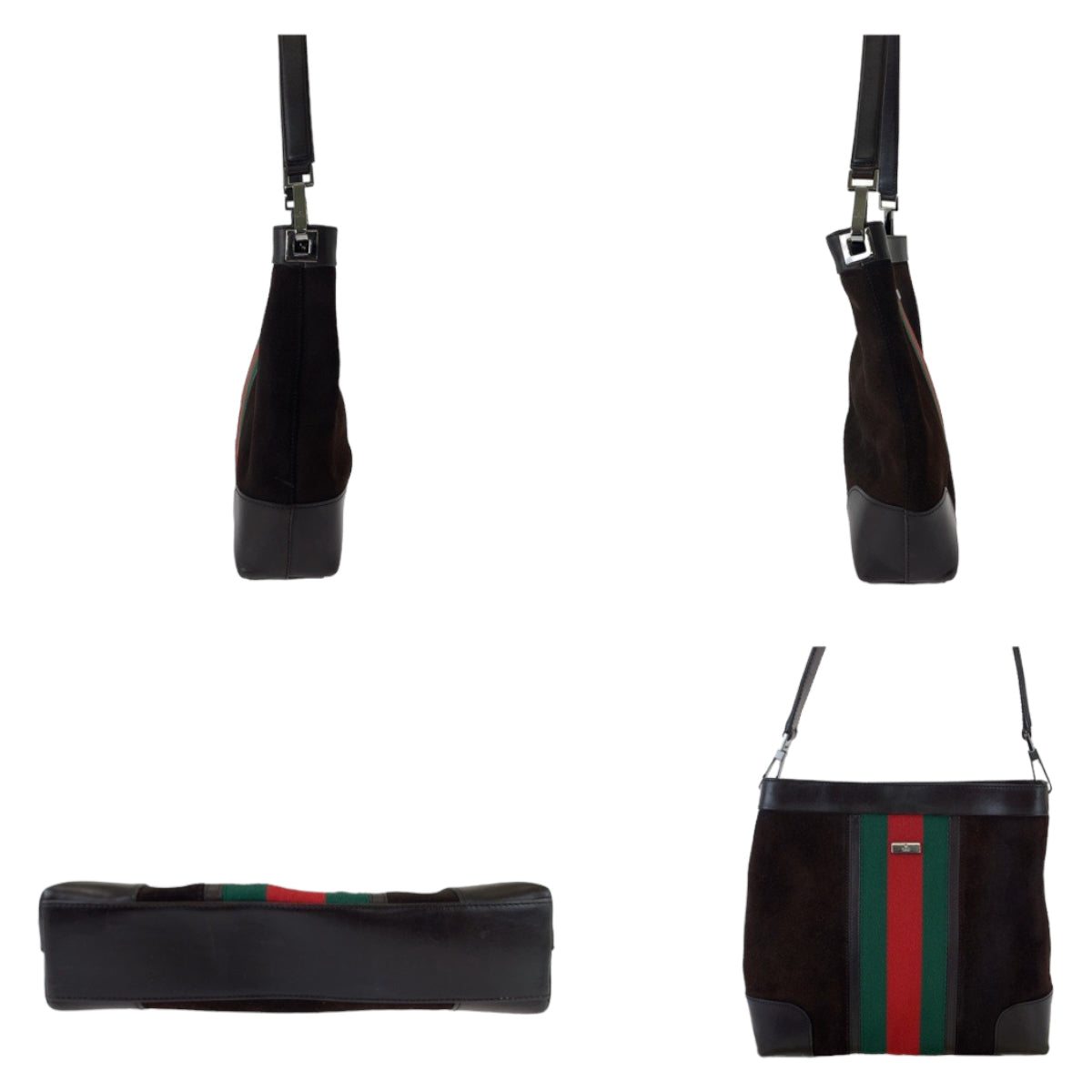 11164
GUCCI グッチ シェリーライン ブラウン シルバー金具 スウェード / レザー 33900 ショルダーバッグ  レディース
