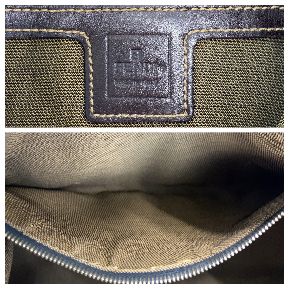 FENDI フェンディ ズッカ マンマバケット ブラウン キャンバス ショルダーバッグ  レディース