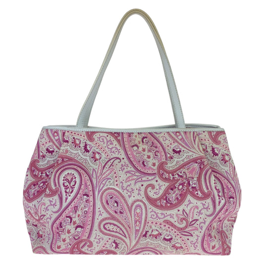 11166
 ETRO Paisley pattern pink white gold hardware canvas 1B461 tote bag handbag women's