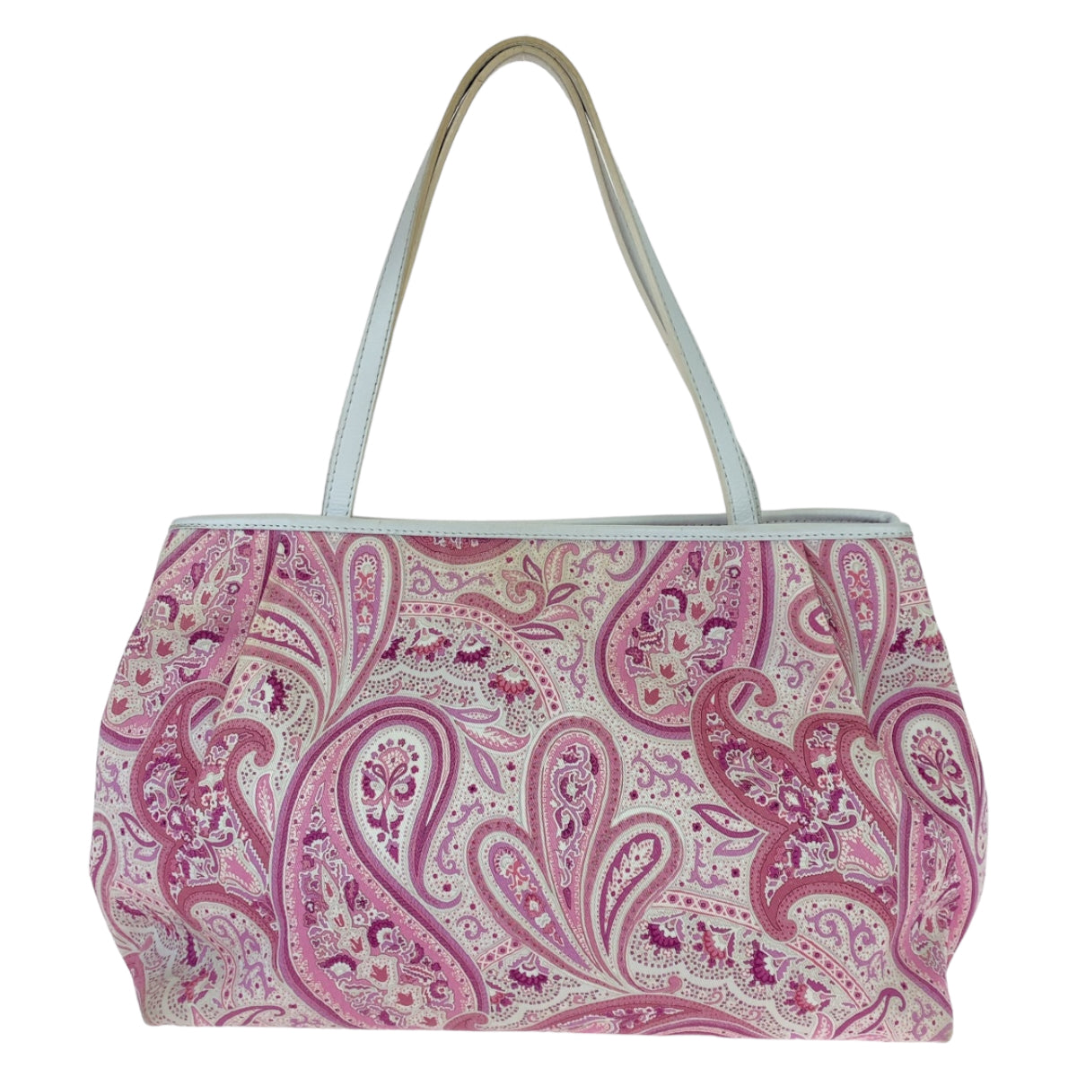 11166
 ETRO Paisley pattern pink white gold hardware canvas 1B461 tote bag handbag women's