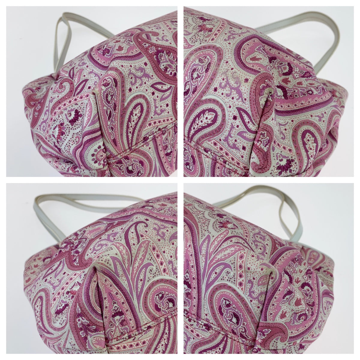 11166
 ETRO Paisley pattern pink white gold hardware canvas 1B461 tote bag handbag women's