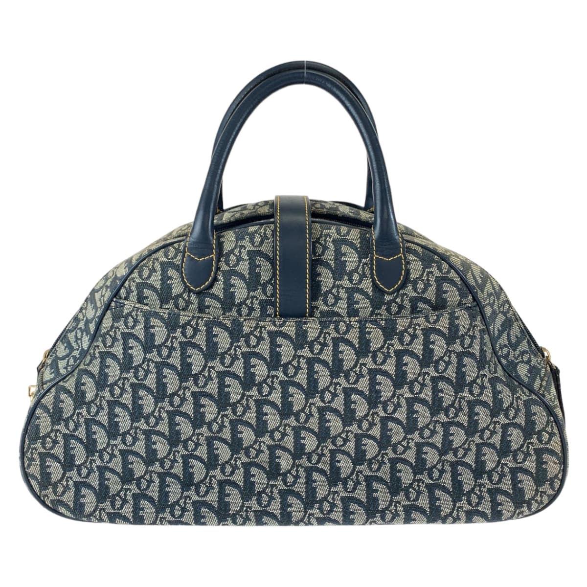 Dior ディオール トロッター サドルバッグ ネイビー 紺 グレー ゴールド金具 キャンバス / レザー MA 1001 ハンドバッグ トートバッグ  レディース