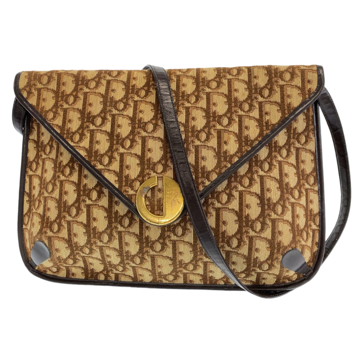 11193
Dior ディオール ヴィンテージ トロッター CDロゴ ブラウン ゴールド金具 キャンバス / レザー ショルダーバッグ  レディース