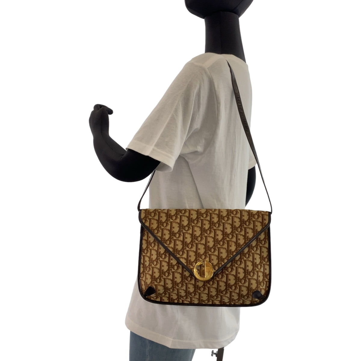11193
Dior ディオール ヴィンテージ トロッター CDロゴ ブラウン ゴールド金具 キャンバス / レザー ショルダーバッグ  レディース