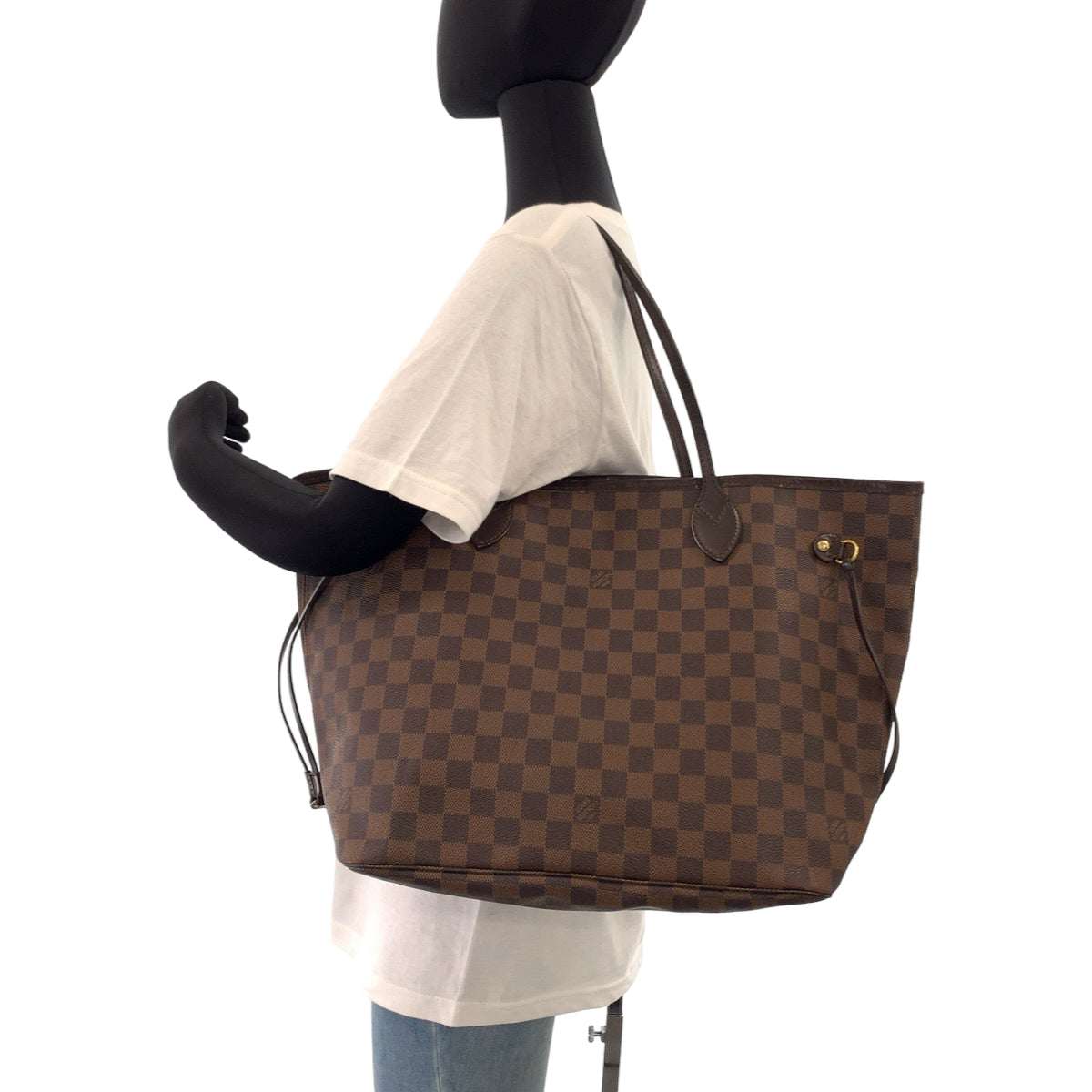 LOUIS VUITTON ルイヴィトン ダミエ ネヴァーフルMM エベヌ ブラウン 茶 ゴールド金具 PVC N51105 ショルダーバッグ トートバッグ  レディース