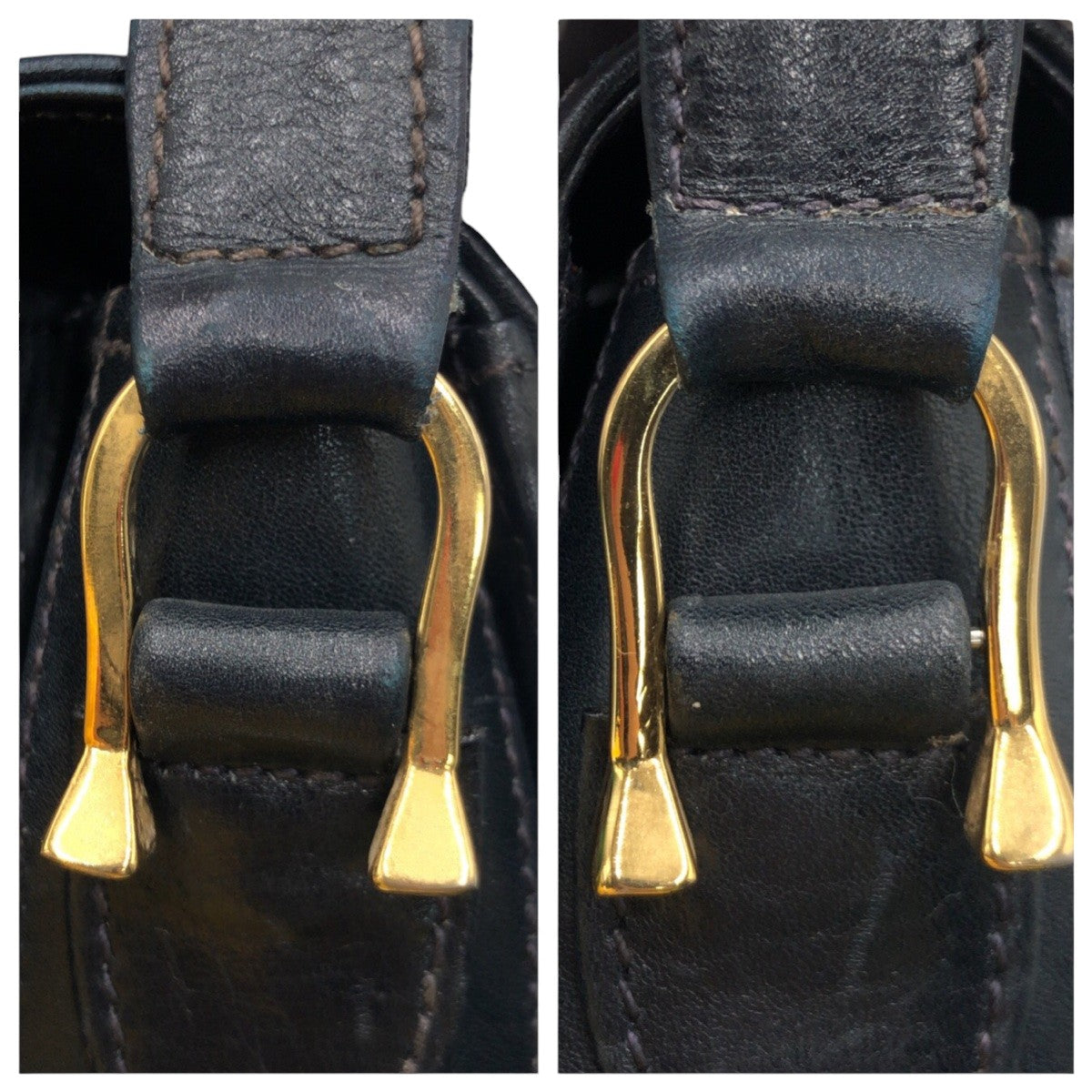 12855
GUCCI グッチ ヴィンテージ シェリーライン オールドグッチ ホースビット ネイビー ゴールド金具 GGスプリームキャンバス 斜め掛け ショルダーバッグ ポシェット  レディース