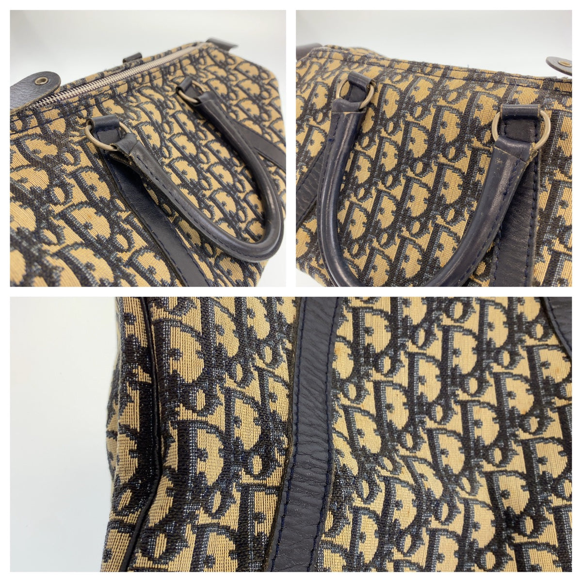11205
Dior ディオール ヴィンテージ トロッター柄 ネイビー シルバー金具 キャンバス / レザー ハンドバッグ ボストンバッグ  レディース