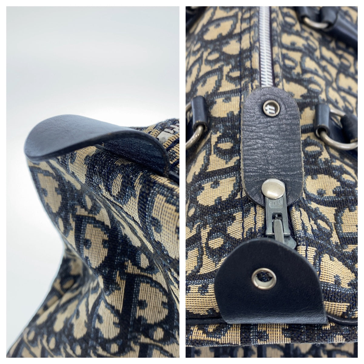 11205
Dior ディオール ヴィンテージ トロッター柄 ネイビー シルバー金具 キャンバス / レザー ハンドバッグ ボストンバッグ  レディース