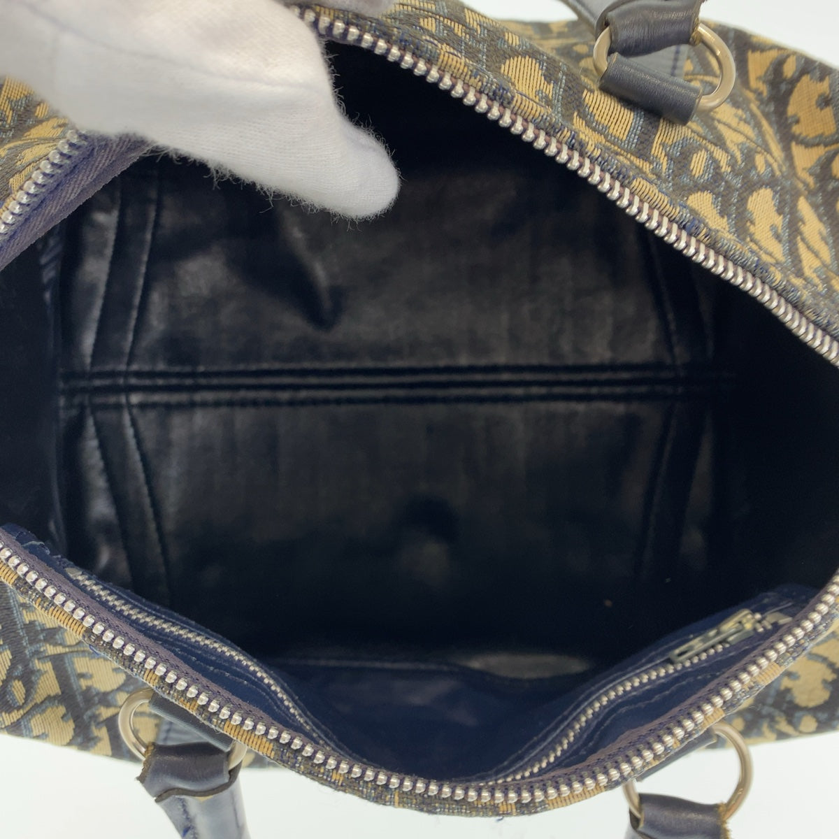 11205
Dior ディオール ヴィンテージ トロッター柄 ネイビー シルバー金具 キャンバス / レザー ハンドバッグ ボストンバッグ  レディース