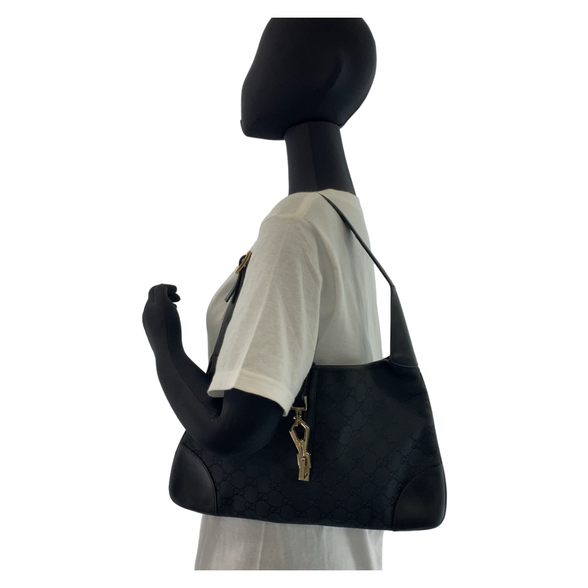 GUCCI グッチ ジャッキー ブラック 黒 ゴールド金具 GGキャンバス / レザー 001 4057 ショルダーバッグ ハンドバッグ  レディース