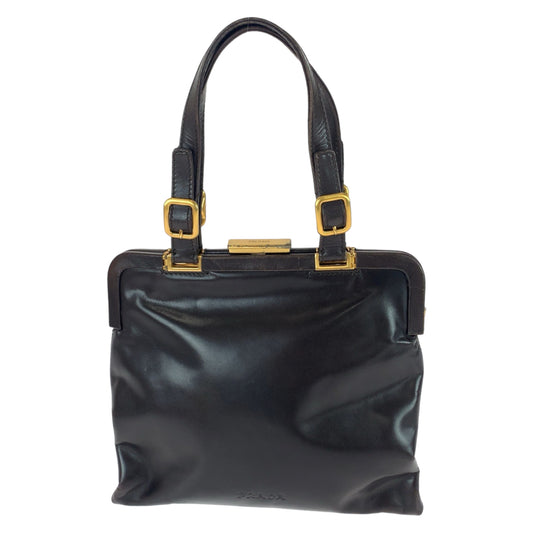 11206
 PRADA Prada Vintage Dark Brown Gold Hardware Leather B7649 Handbag Purse Tote Bag Women's