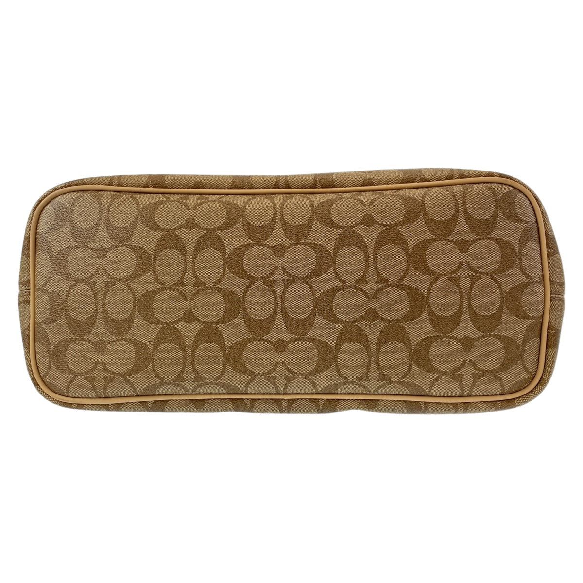 12474
COACH コーチ シグネチャー ベージュ ブラウン シルバー金具 PVC トートバッグ ショルダーバッグ ハンドバッグ  レディース