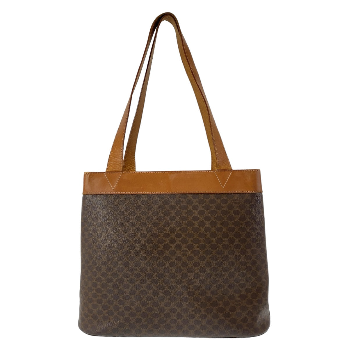CELINE セリーヌ マカダム ブラウン ゴールド金具 PVC トートバッグ ショルダーバッグ  レディース