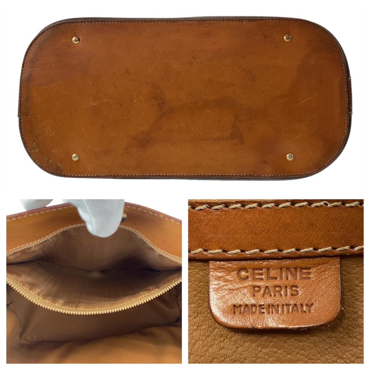 CELINE セリーヌ マカダム ブラウン ゴールド金具 PVC トートバッグ ショルダーバッグ  レディース