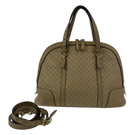 11211
GUCCI グッチ マイクログッチシマ ベージュ ゴールド金具 レザー 309617 ハンドバッグ 2WAY ショルダーバッグ  レディース AB28