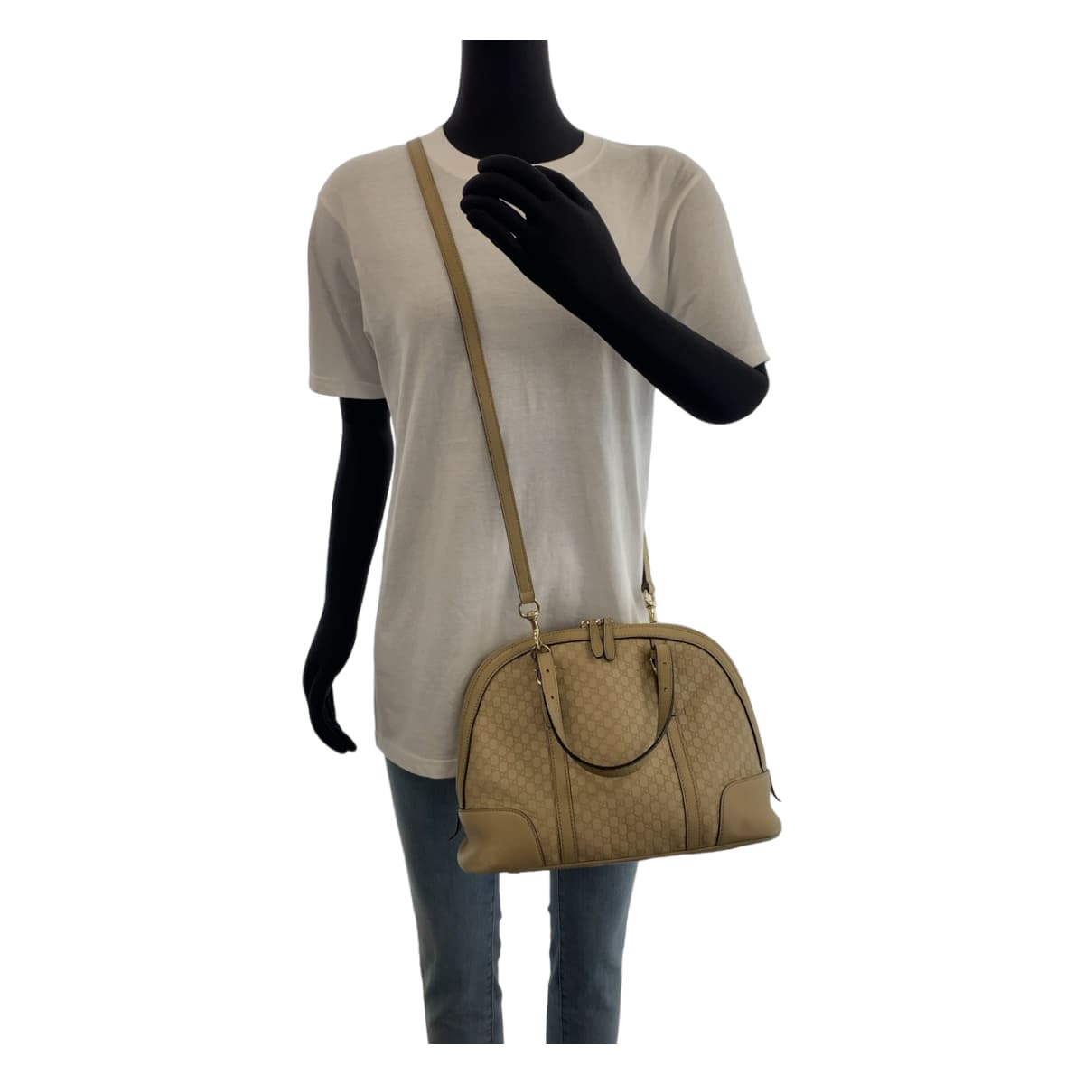 11211
GUCCI グッチ マイクログッチシマ ベージュ ゴールド金具 レザー 309617 ハンドバッグ 2WAY ショルダーバッグ  レディース AB28