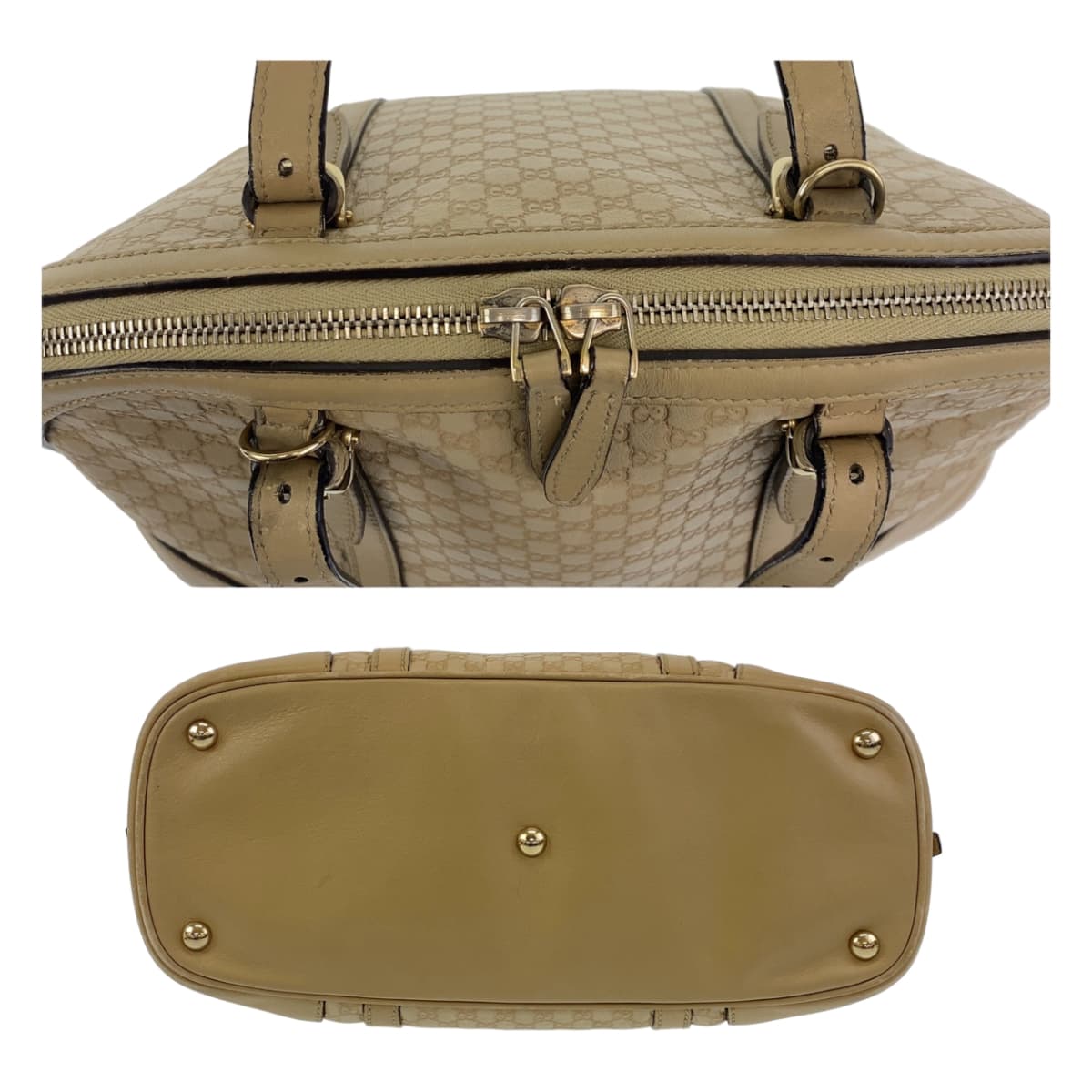 11211
GUCCI グッチ マイクログッチシマ ベージュ ゴールド金具 レザー 309617 ハンドバッグ 2WAY ショルダーバッグ  レディース AB28