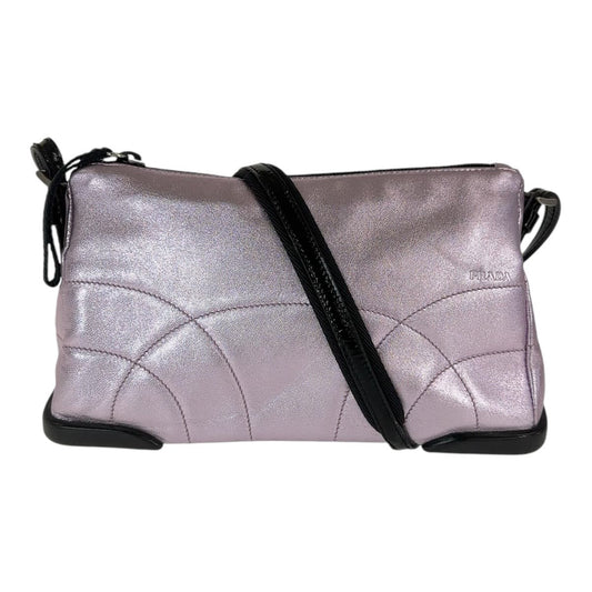 12473
PRADA プラダ メタリックピンク シルバー金具 レザー ショルダーバッグ  レディース