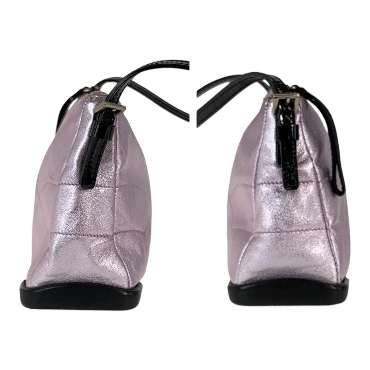 12473
PRADA プラダ メタリックピンク シルバー金具 レザー ショルダーバッグ  レディース
