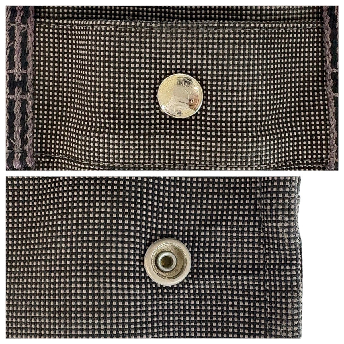 12857
HERMES エルメス エールライン MM グレー シルバー金具 キャンバス トートバッグ ハンドバッグ A4収納 男女兼用  レディース B13