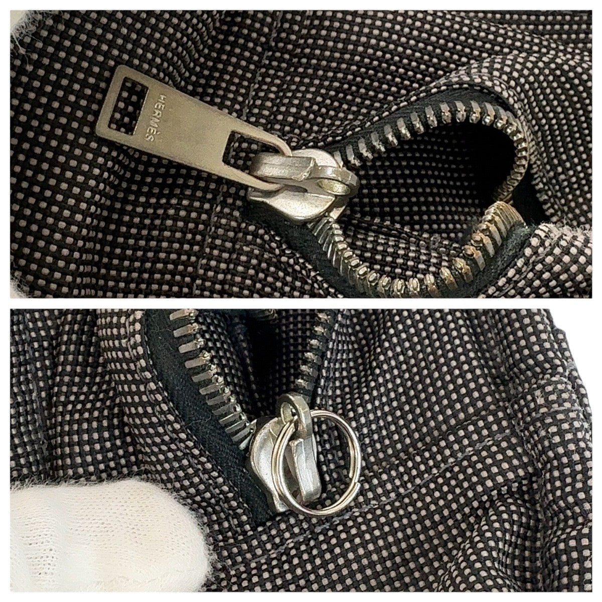 12857
HERMES エルメス エールライン MM グレー シルバー金具 キャンバス トートバッグ ハンドバッグ A4収納 男女兼用  レディース B13