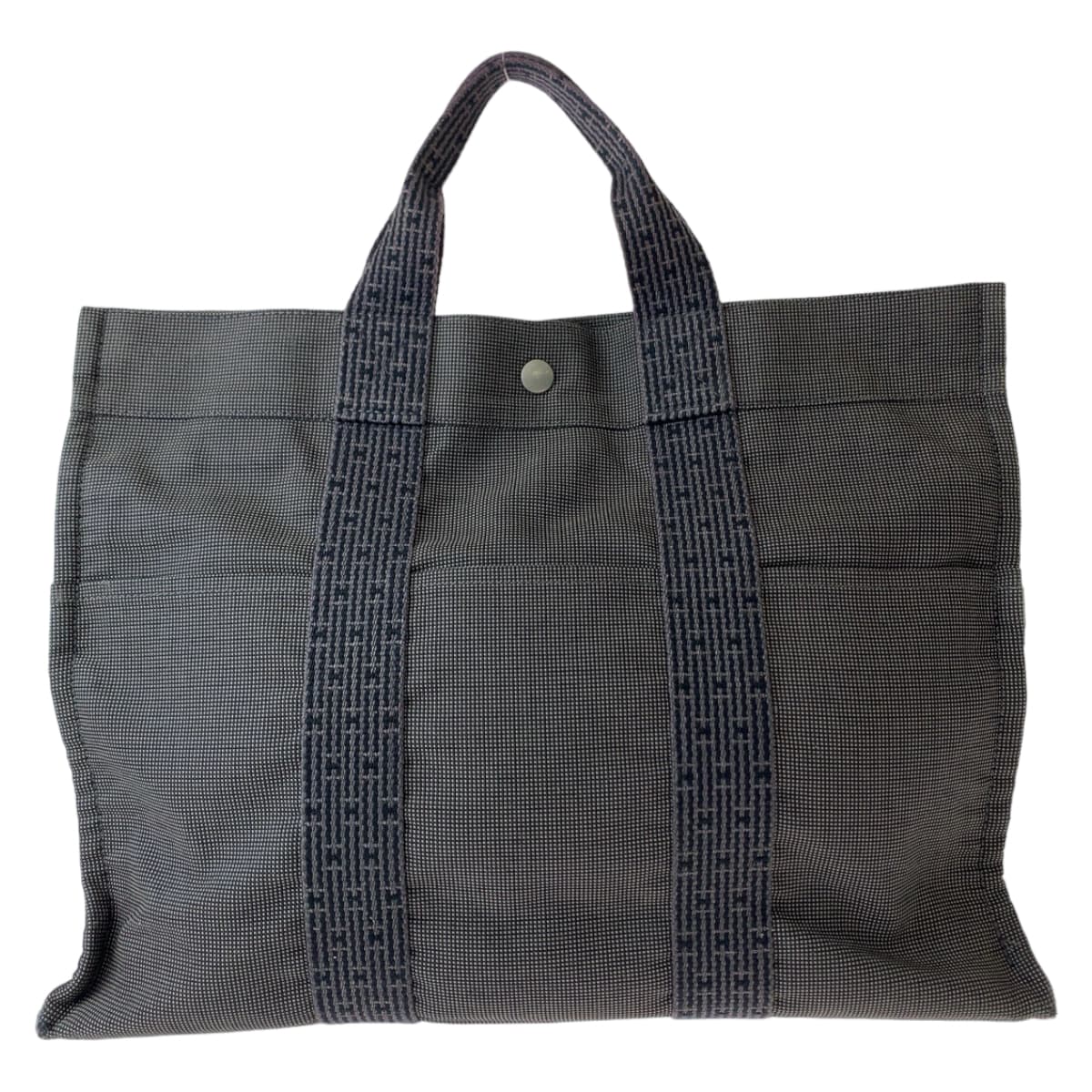 11212
HERMES エルメス エールライントートMM 男女兼用 グレー シルバー金具 キャンバス トートバッグ ハンドバッグ ビジネスバッグ  レディース