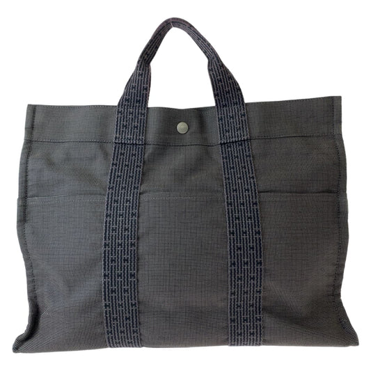 11212
HERMES エルメス エールライントートMM 男女兼用 グレー シルバー金具 キャンバス トートバッグ ハンドバッグ ビジネスバッグ  レディース