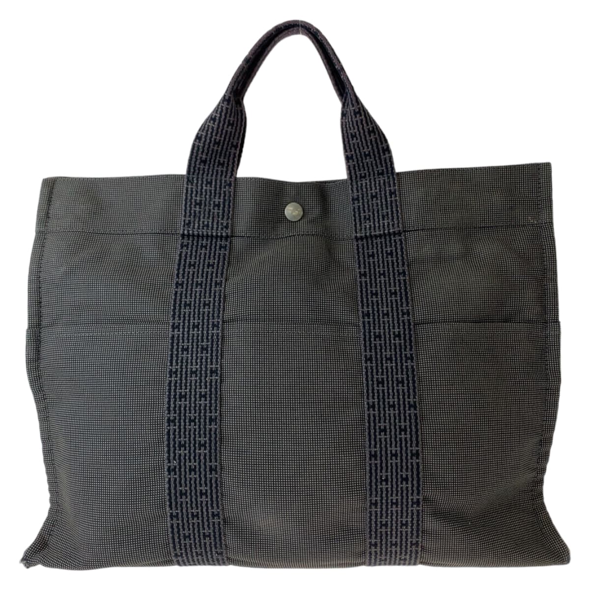 11212
HERMES エルメス エールライントートMM 男女兼用 グレー シルバー金具 キャンバス トートバッグ ハンドバッグ ビジネスバッグ  レディース