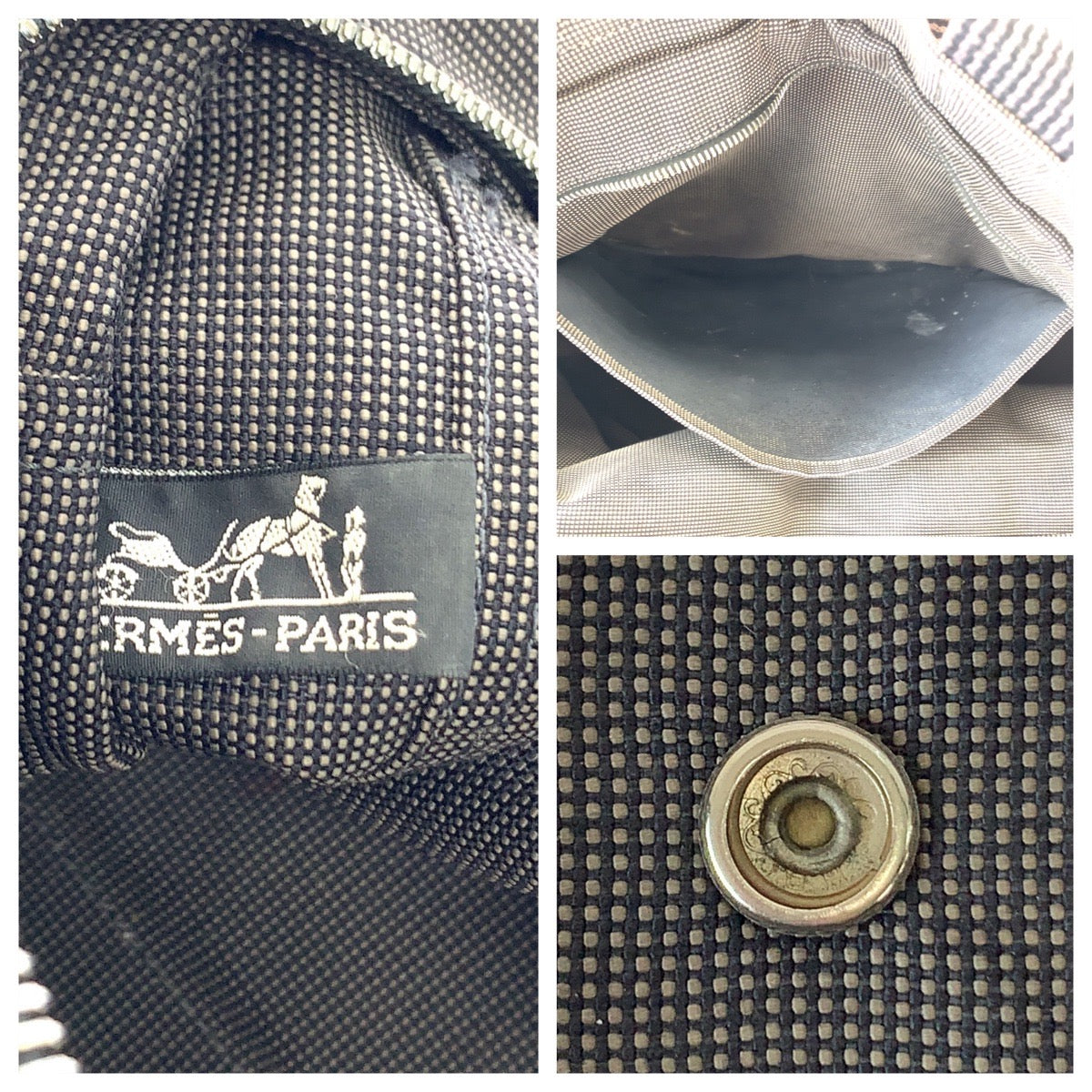 11212
HERMES エルメス エールライントートMM 男女兼用 グレー シルバー金具 キャンバス トートバッグ ハンドバッグ ビジネスバッグ  レディース