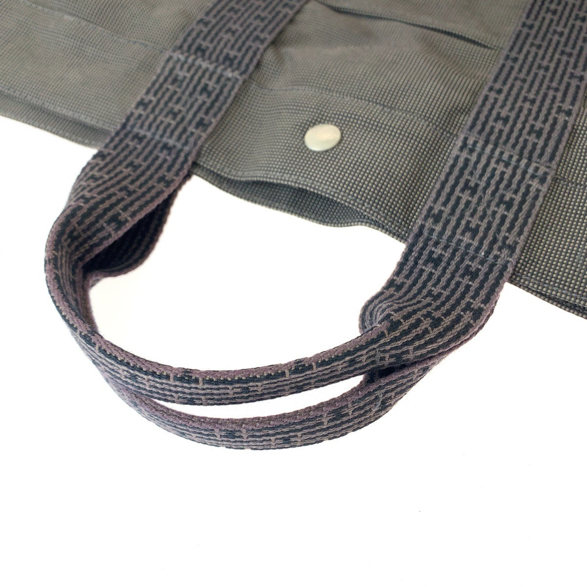 11212
HERMES エルメス エールライントートMM 男女兼用 グレー シルバー金具 キャンバス トートバッグ ハンドバッグ ビジネスバッグ  レディース