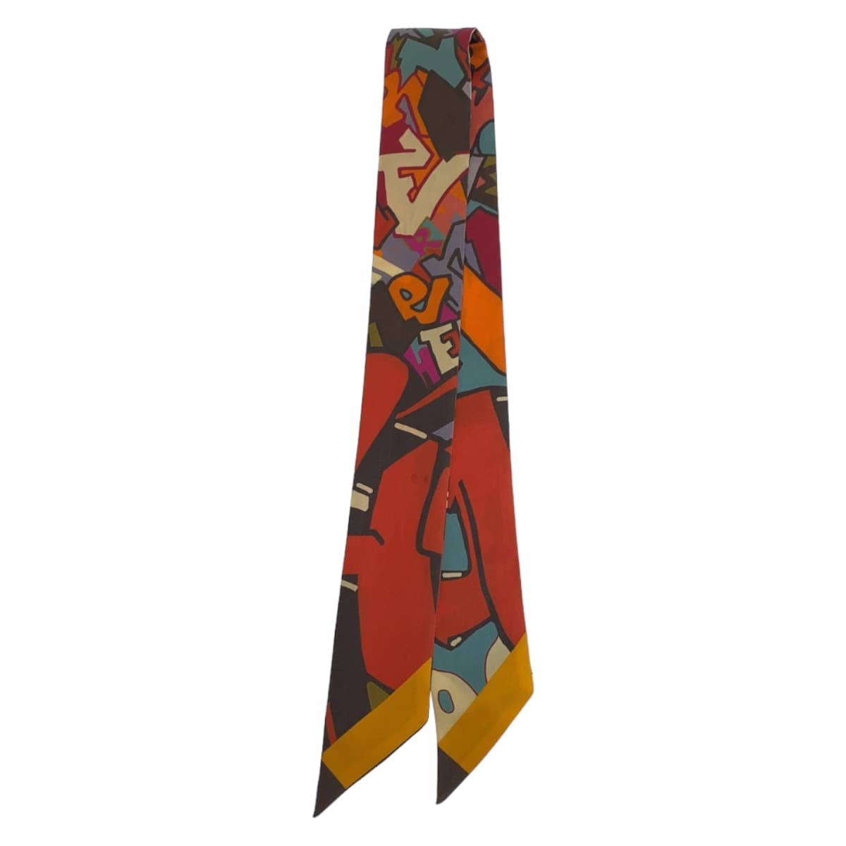 11218
HERMES エルメス GRAFF グラフィティー ツイリー オレンジ マルチカラー シルク スカーフ リボンスカーフ  レディース