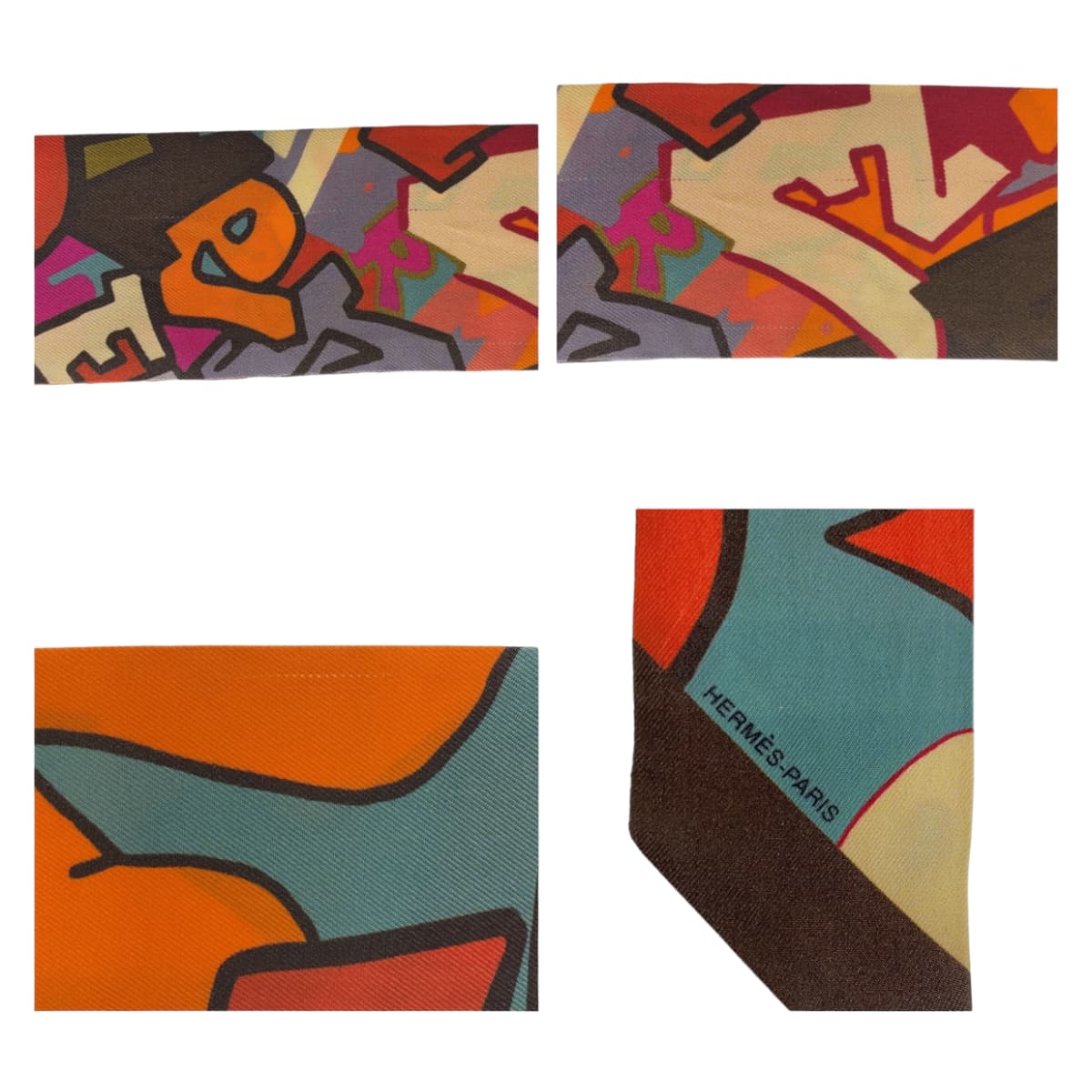 11218
HERMES エルメス GRAFF グラフィティー ツイリー オレンジ マルチカラー シルク スカーフ リボンスカーフ  レディース