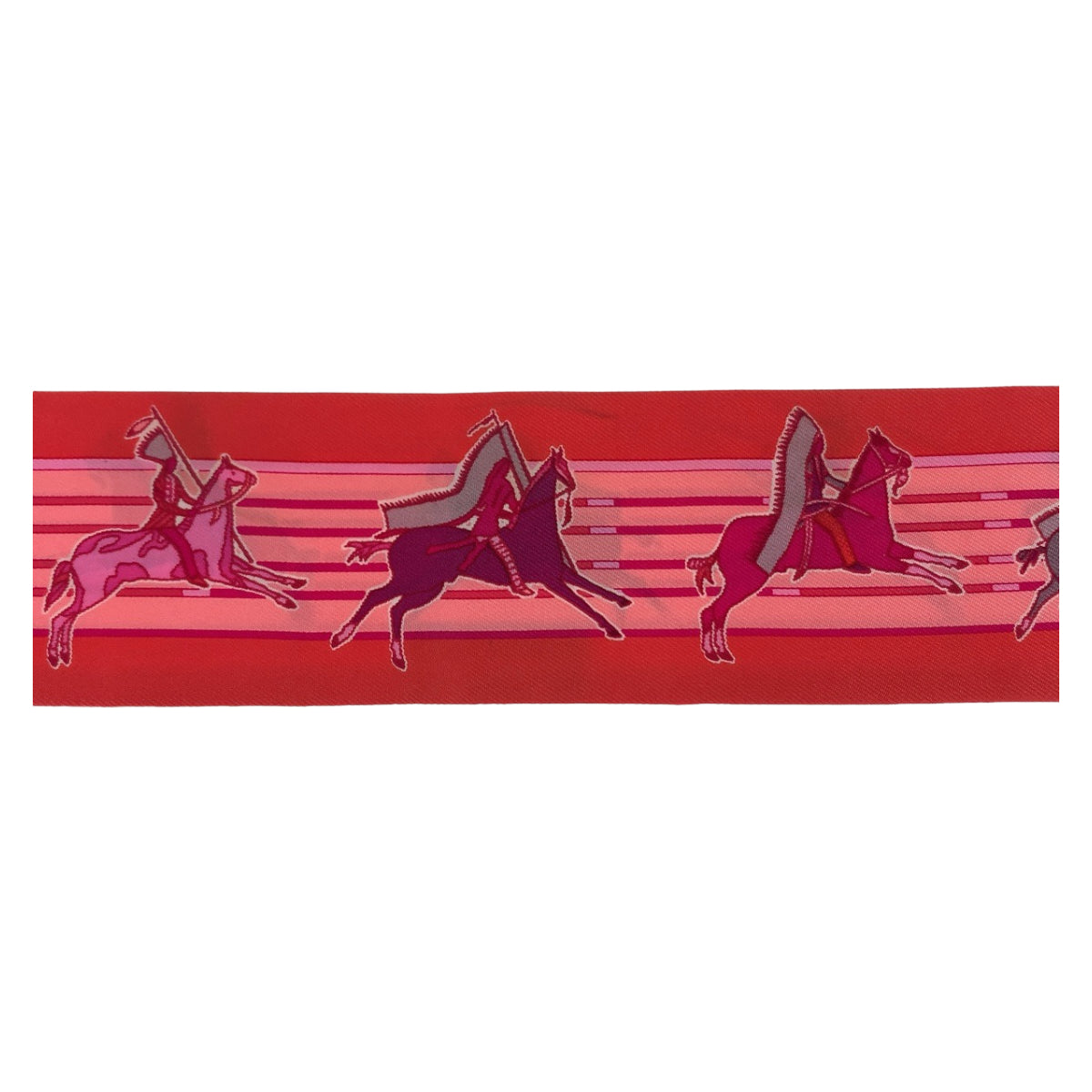 12471
HERMES エルメス 馬柄 ツイリー レッド マルチカラー シルク スカーフ リボンスカーフ  レディース