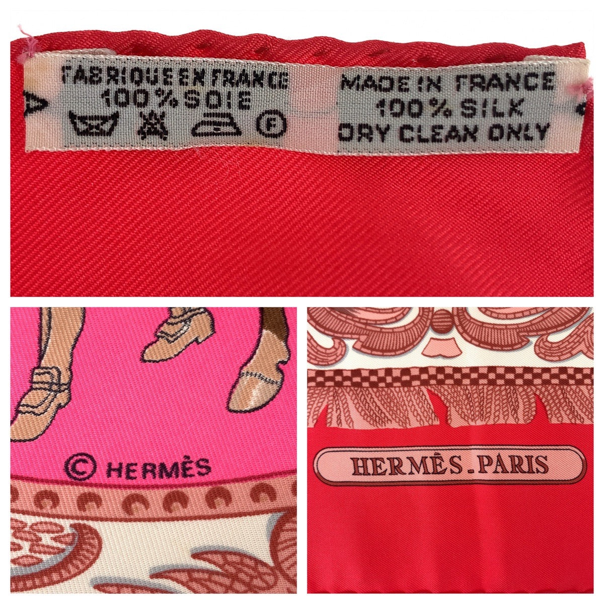 11226
HERMES エルメス LA PRESENTATION カレ90 レッド ピンク ブラウン シルク スカーフ ストール  レディース